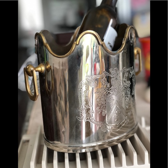 Vintage Solid Brass Wine Ice Bucket - Picture 6 of 15